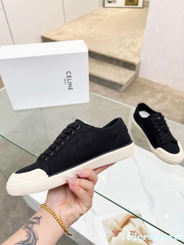 2025 Women Celine Black Canvas Sneakers LY00210