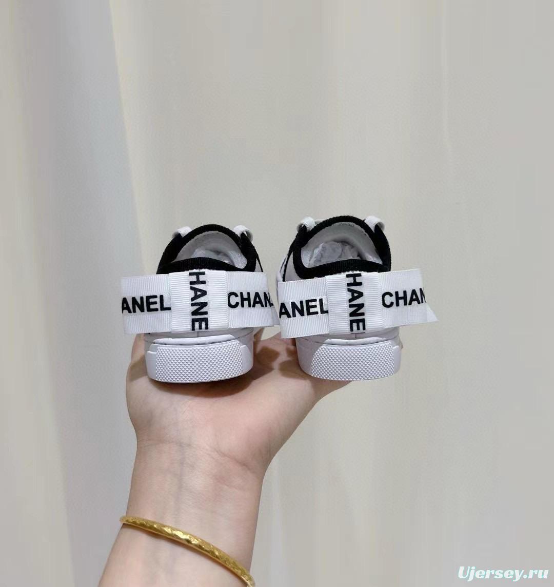 2024 Kids CHANEL White Black Canvas Casual Shoes