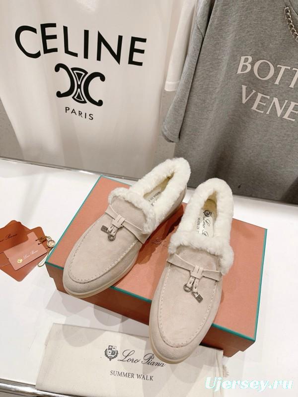 2024 Unisex Le Parmentier Beige Suede Sheepskin Loafers MJ00300