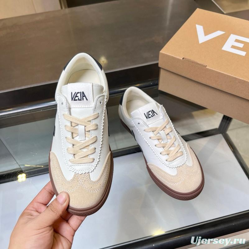 2025 Women VEJA White Beige Navy Suede Leather Casual Sneakers MJ00251
