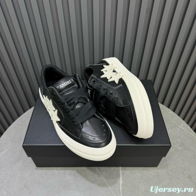 2024 Unisex Amiri Black White Leather Sneakers MJ00300