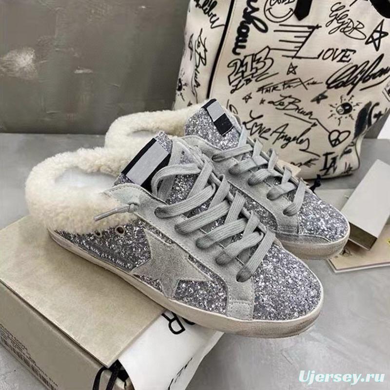 2024 Slippers GGDB Silver Shearling Slippers MJ00280