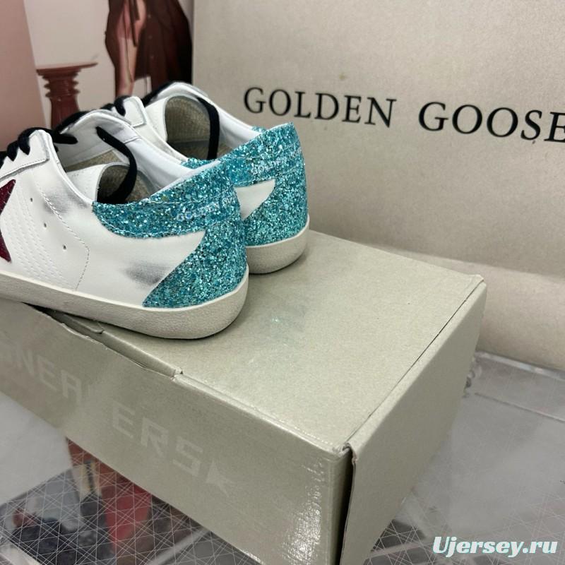 2025 Women GGDB White Burgundy Suede Leather Sneakers MJ00260