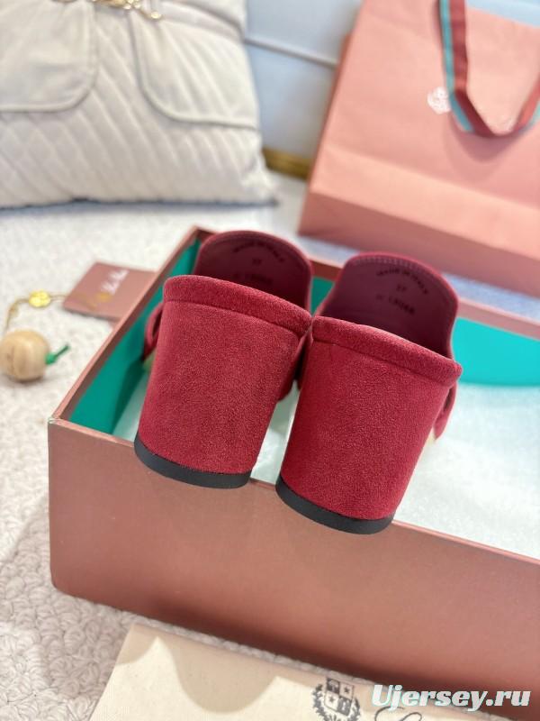 2025 Women LP Red Suede Heeled Sandals