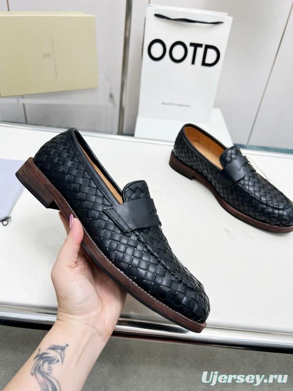 2024 Men Brunello Cucinelli Black Leather Loafers MJ00500