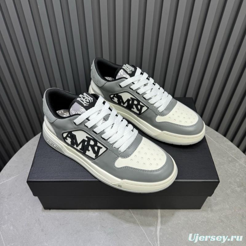 2025 Unisex Amiri White Grey Leather Sneakers MJ00360