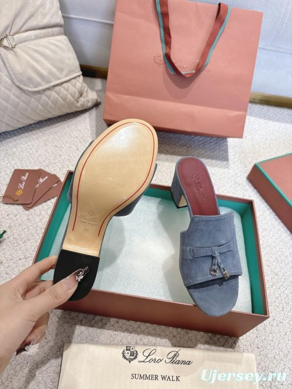 2025 Women LP Blue Suede Sandals