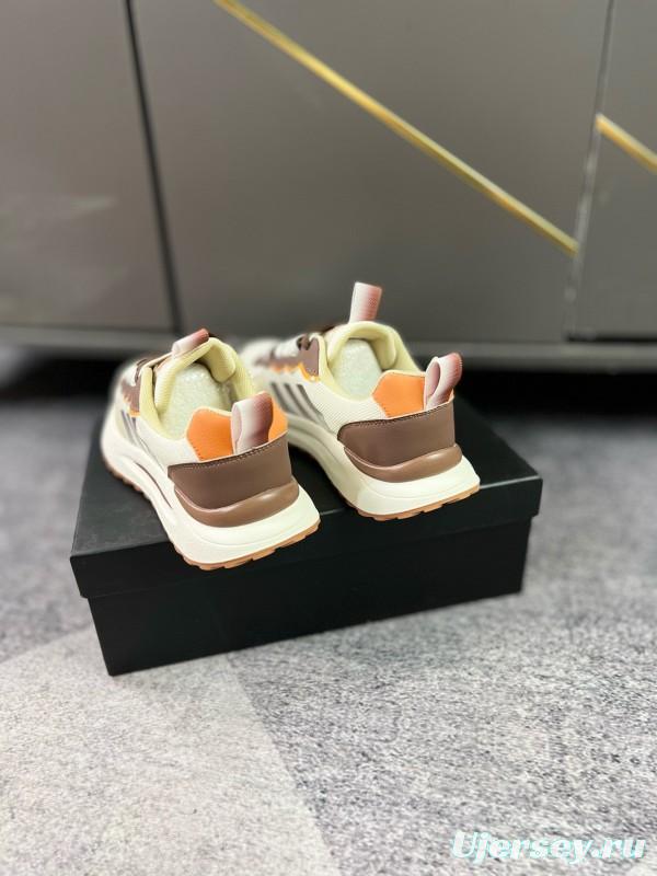 2024 Unisex Armani Beige Brown Pink Leather Mesh Casual Shoes MJ00230