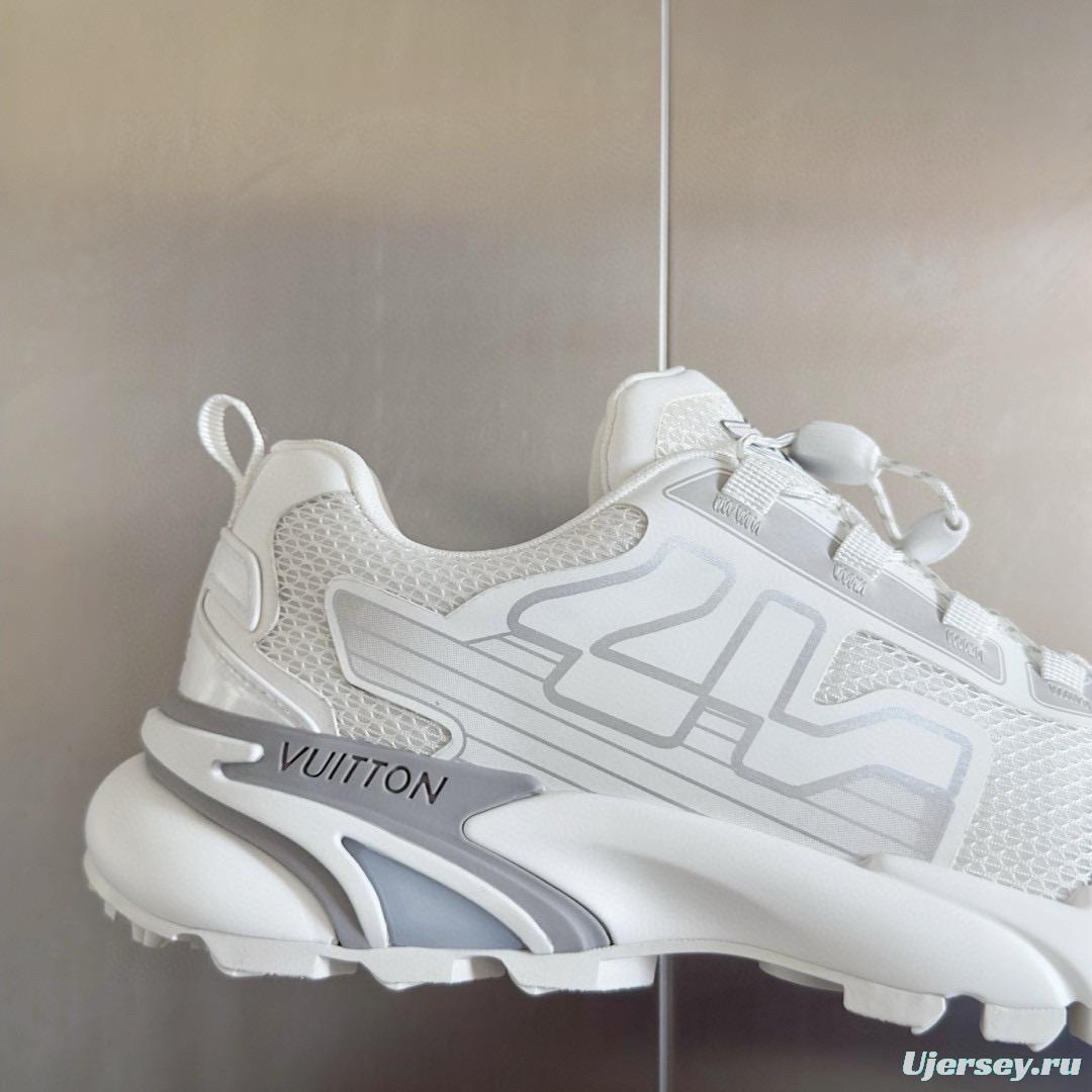 2025 Men Louis Vuitton White Mesh Sneakers MJ00390