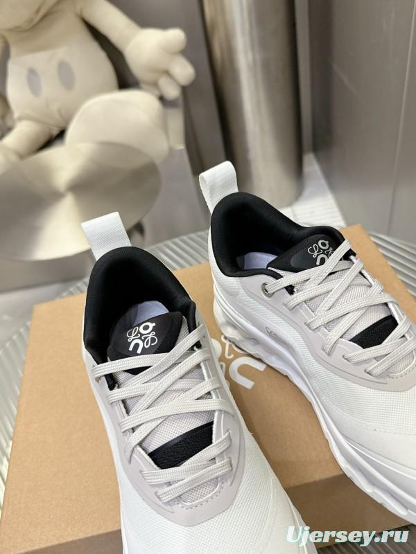 2025 Women Loewe White Black Leather Sneakers
