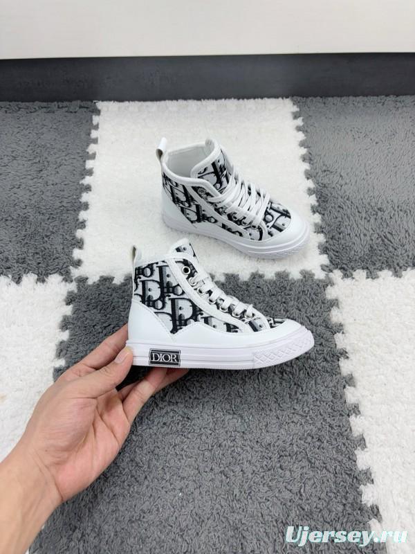 2024 Kids Dior Black White Canvas Sneakers