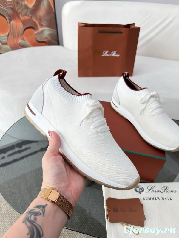 2024 Men Le Parmentier White Wool Blend Knit Sneakers MJ00330