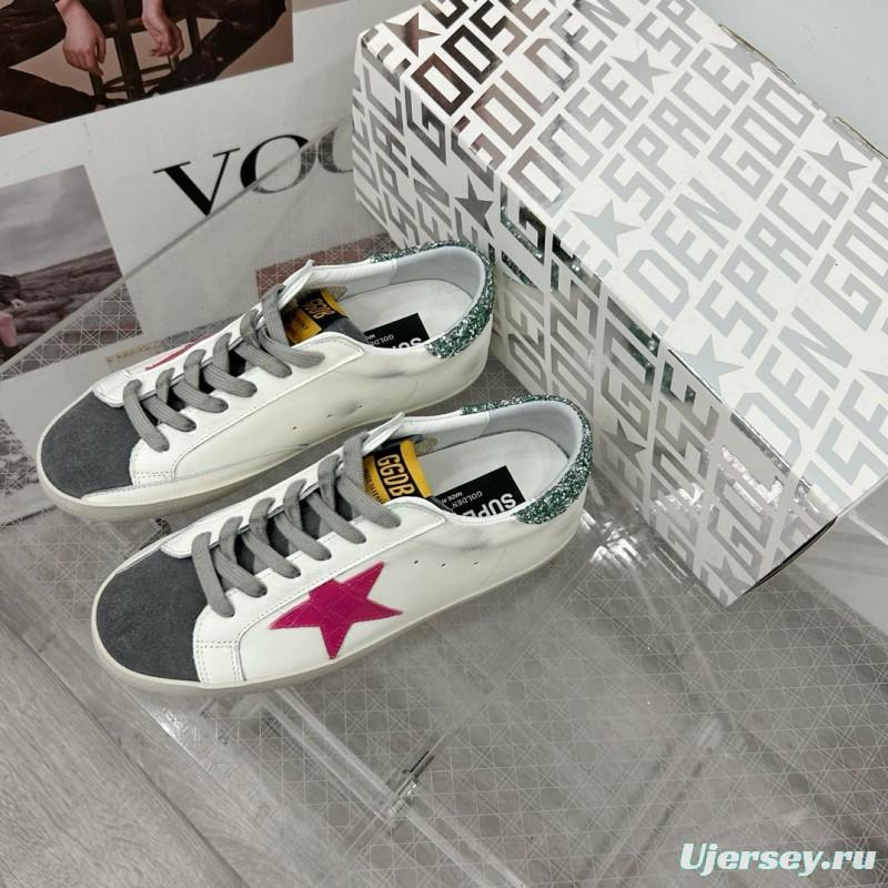 2025 Women GGDB White Pink Grey Glitter Leather Suede Sneakers