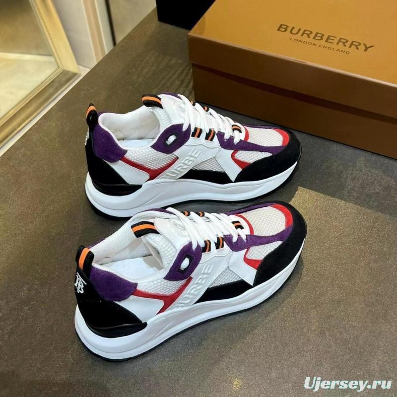 2025 Unisex Burberry Black White Red Purple Suede Leather Mesh Chunky Sneakers MJ00380