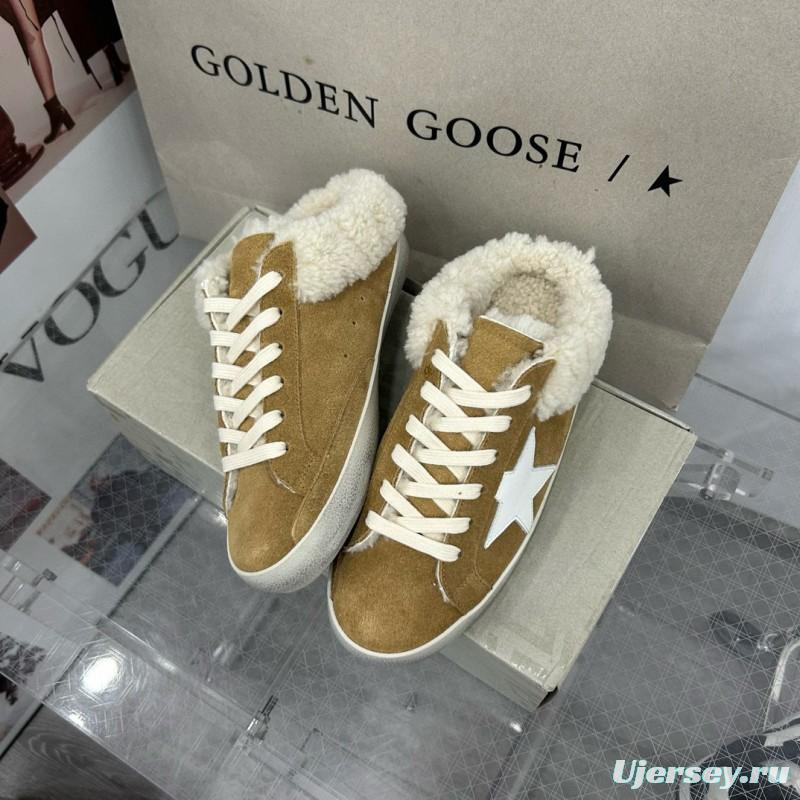 2025 Women GGDB Brown White Suede Shearling Sneakers