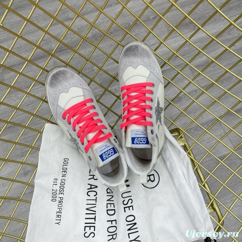 2024 Unisex GGDB White Silver Glitter Leather High Top Sneakers MJ00300