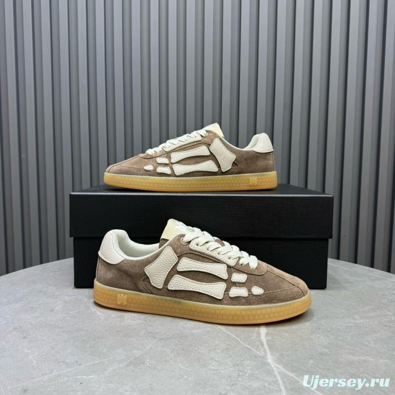 2024 Unisex Amiri Beige White Suede Leather Sneakers MJ00300