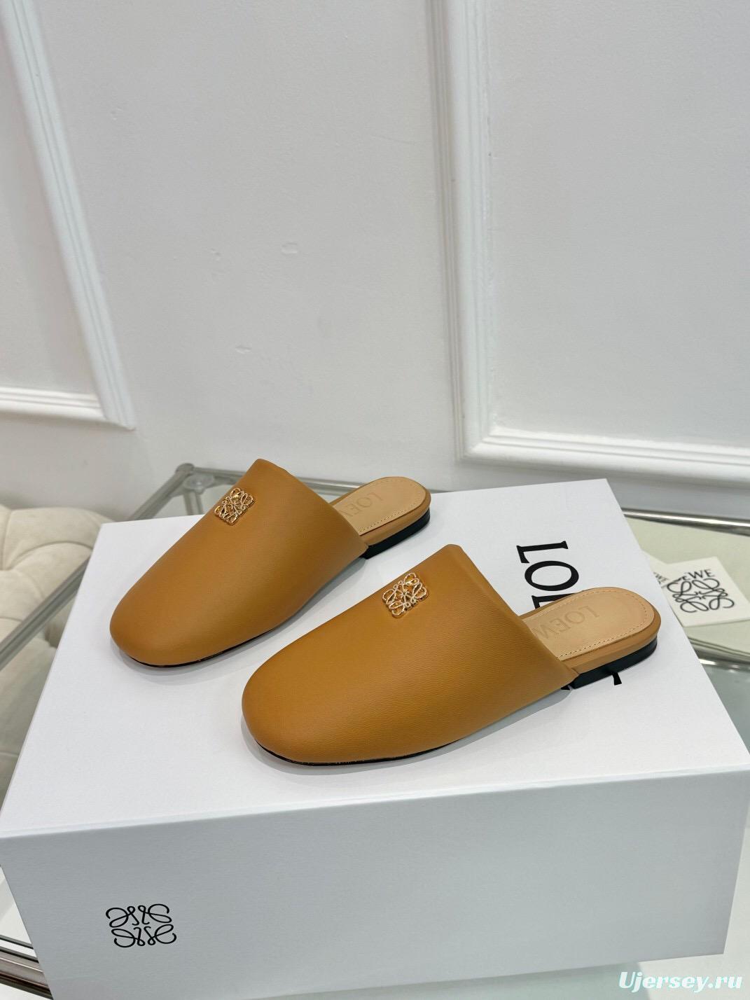 2025 Women Loewe Brown Leather Slippers LY00270