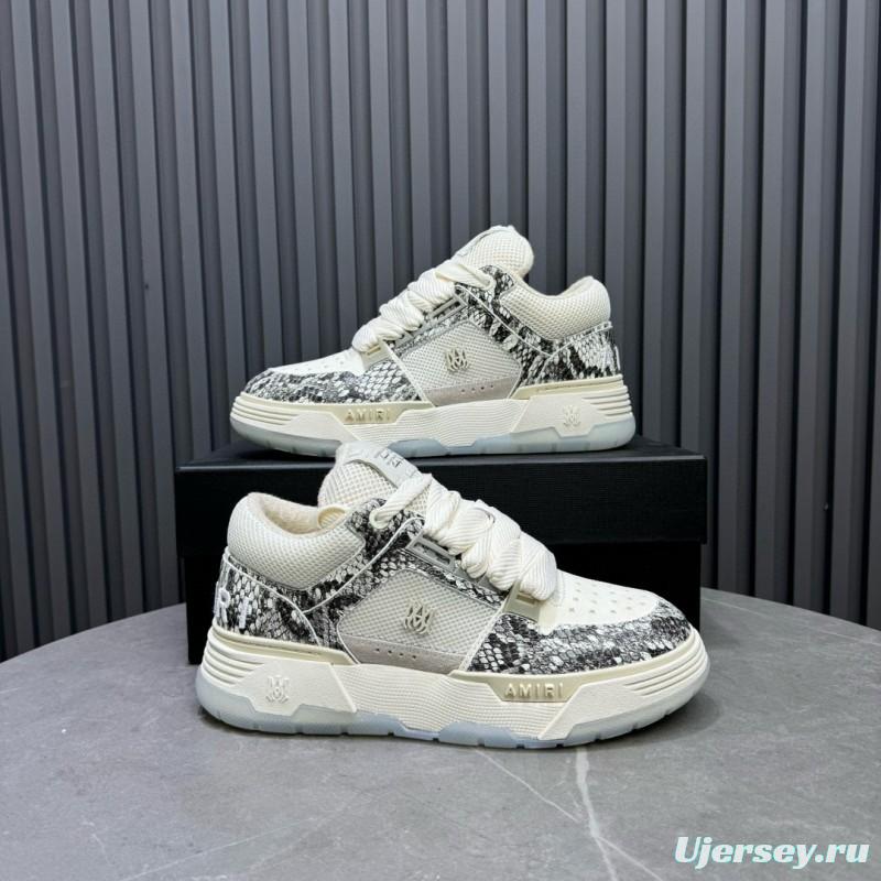 2024 Unisex Amiri Cream Beige Snake Leather Sneakers MJ00360