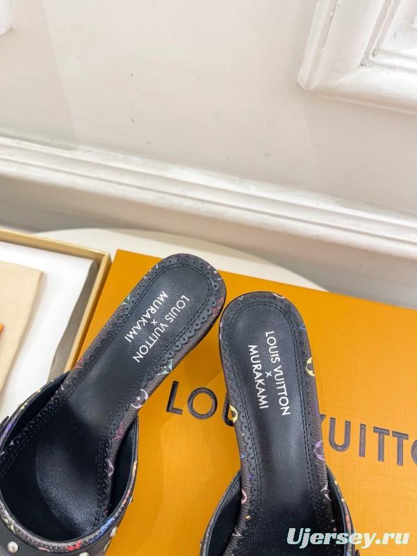 2025 Women Louis Vuitton Multicolor Leather Kitten Heel Studded MJ00290