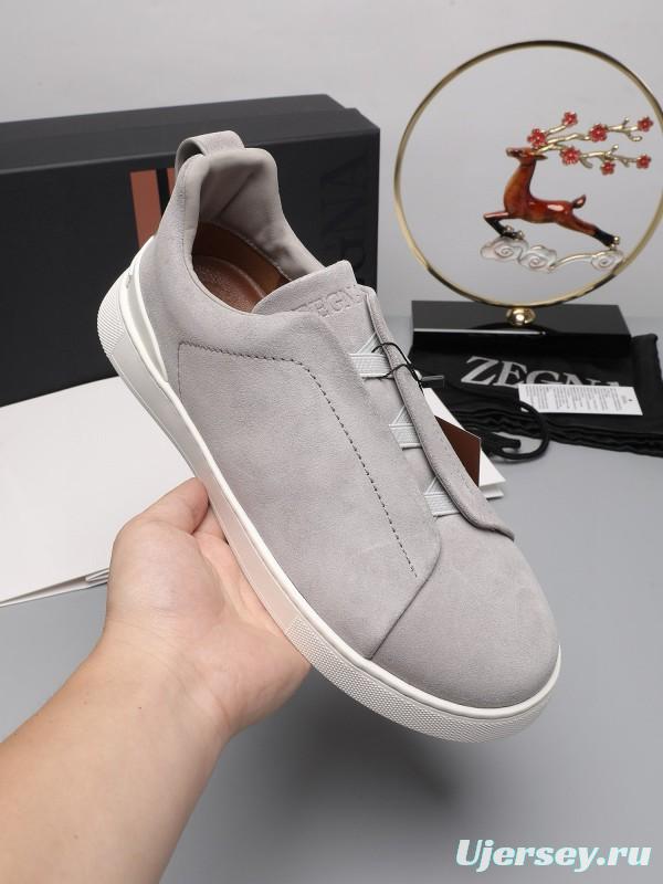 2024 Men Ermenegildo Zegna Grey Suede Sneakers MJ00240