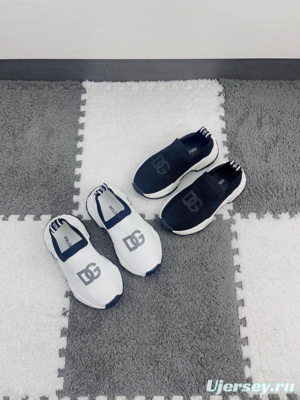 2024 Kids Dolce & Gabbana Black White Mesh Slip-On Sneakers