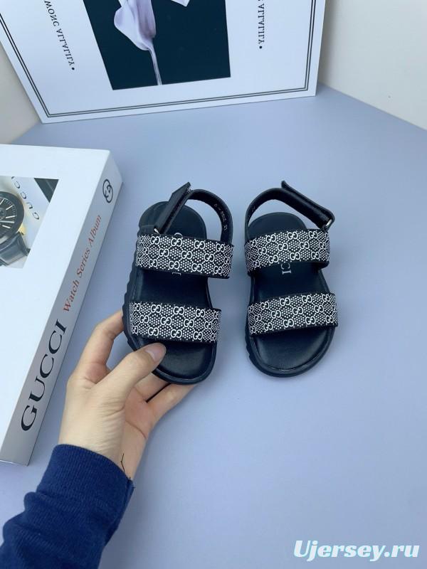 2025 Kids Gucci Black Pink Fabric Sandals