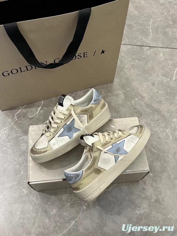 2024 Unisex GGDB White Beige Light Blue Leather Suede Sneakers MJ00260