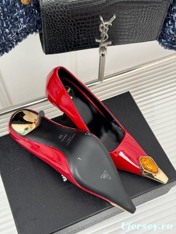 2024 Women Yves Saint Laurent Red Patent Leather Pumps MJ00330