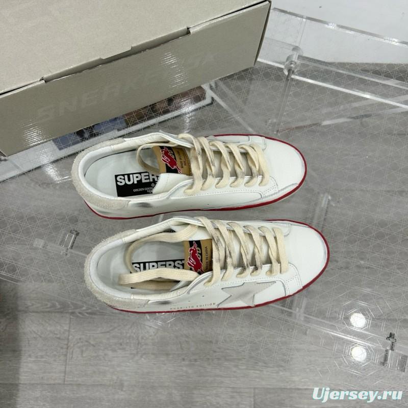 2025 Unisex GGDB White Red Original Leather Sneakers