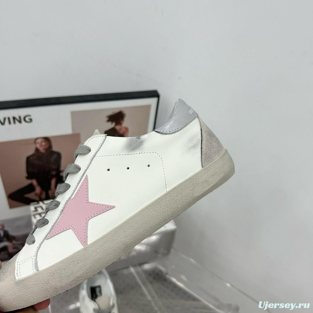 2025 Women GGDB White Pink Leather Sneakers