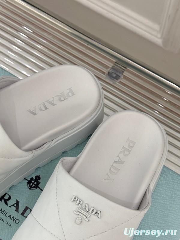 2025 Slippers Prada White Leather Slippers
