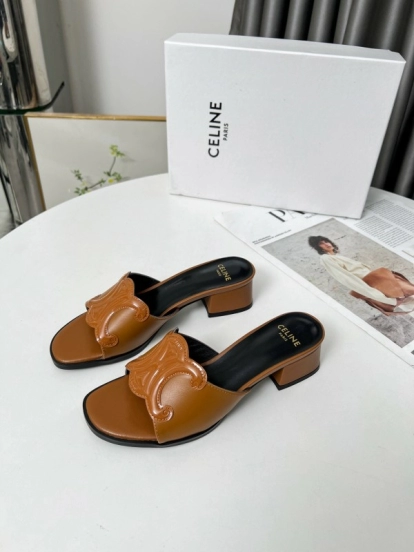 2025 Women Celine Brown Leather Sandals