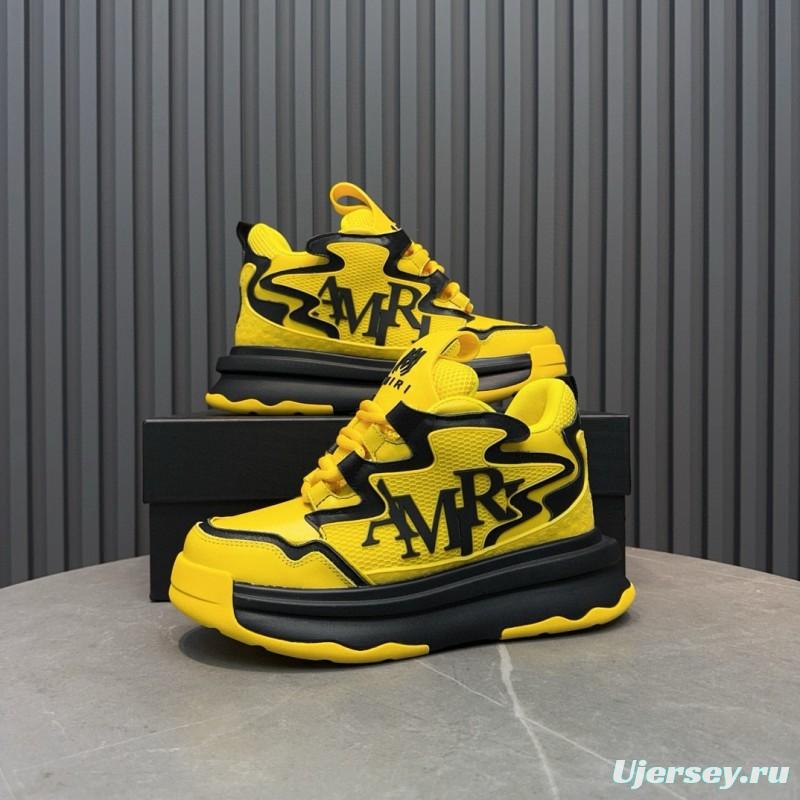 2024 Unisex Amiri Yellow Black Leather Sneakers MJ00410