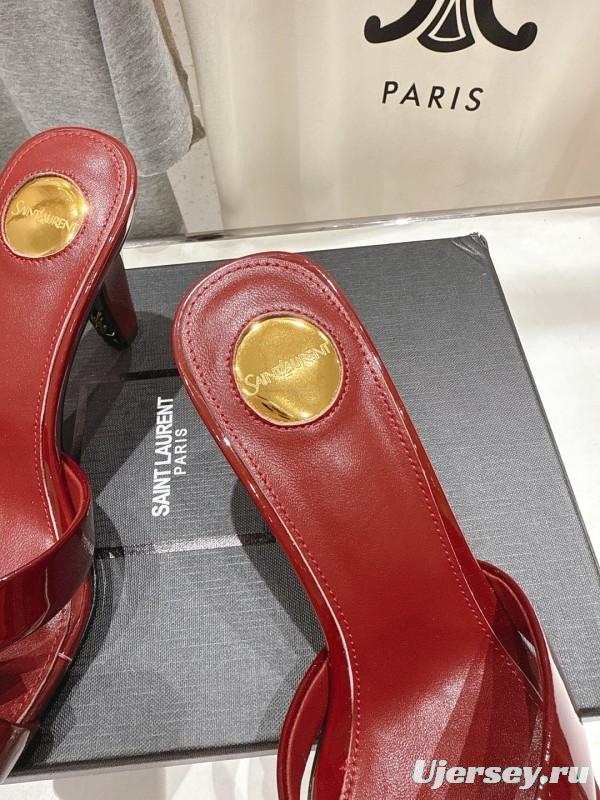 2025/Women Yves Saint Laurent Red Patent Leather Elegant High Heel Sandals LY00360(F)