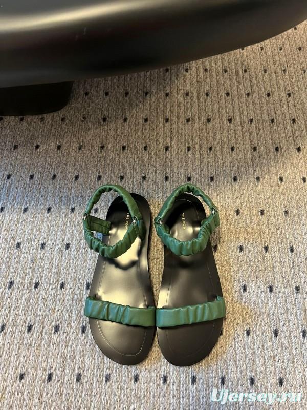 2025 Women The Row Green Leather Sandals