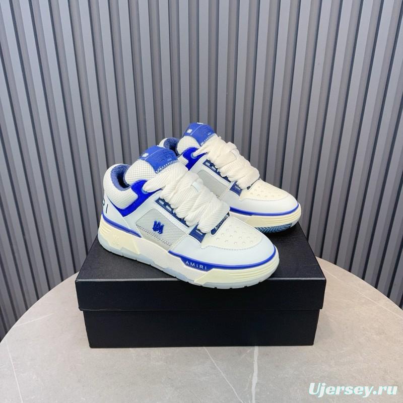 2024 Unisex Amiri White Blue Leather Sneakers MJ00360