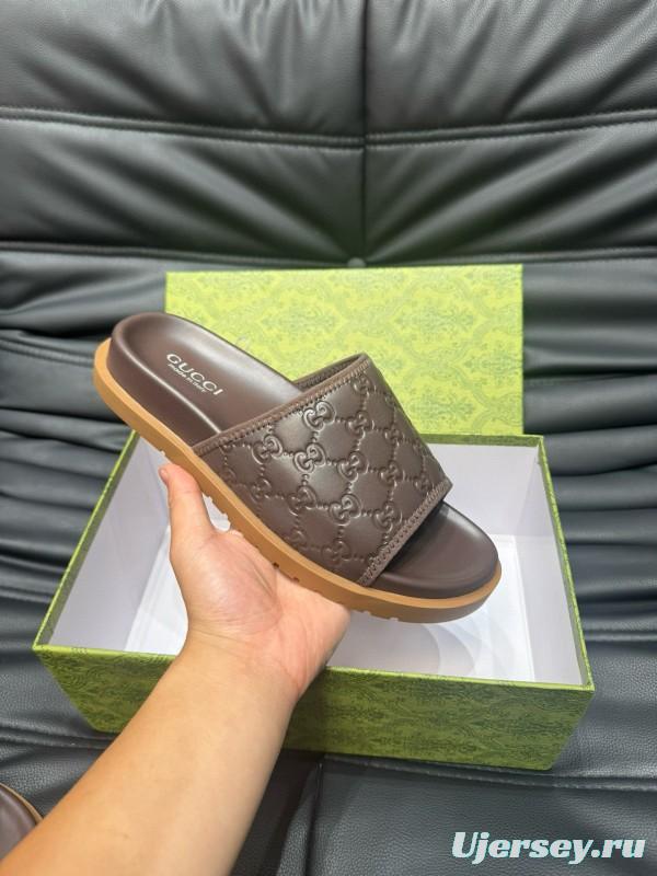 2024 Gucci brown leather Slippers MJ00200