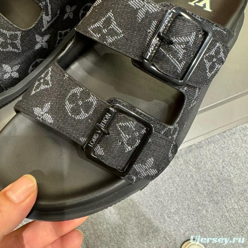 2024 Slippers Louis Vuitton Black Canvas Slippers