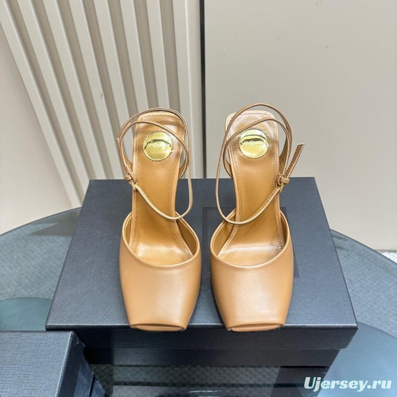 2025 Women Yves Saint Laurent Tan Calf Leather Heels KFY00280
