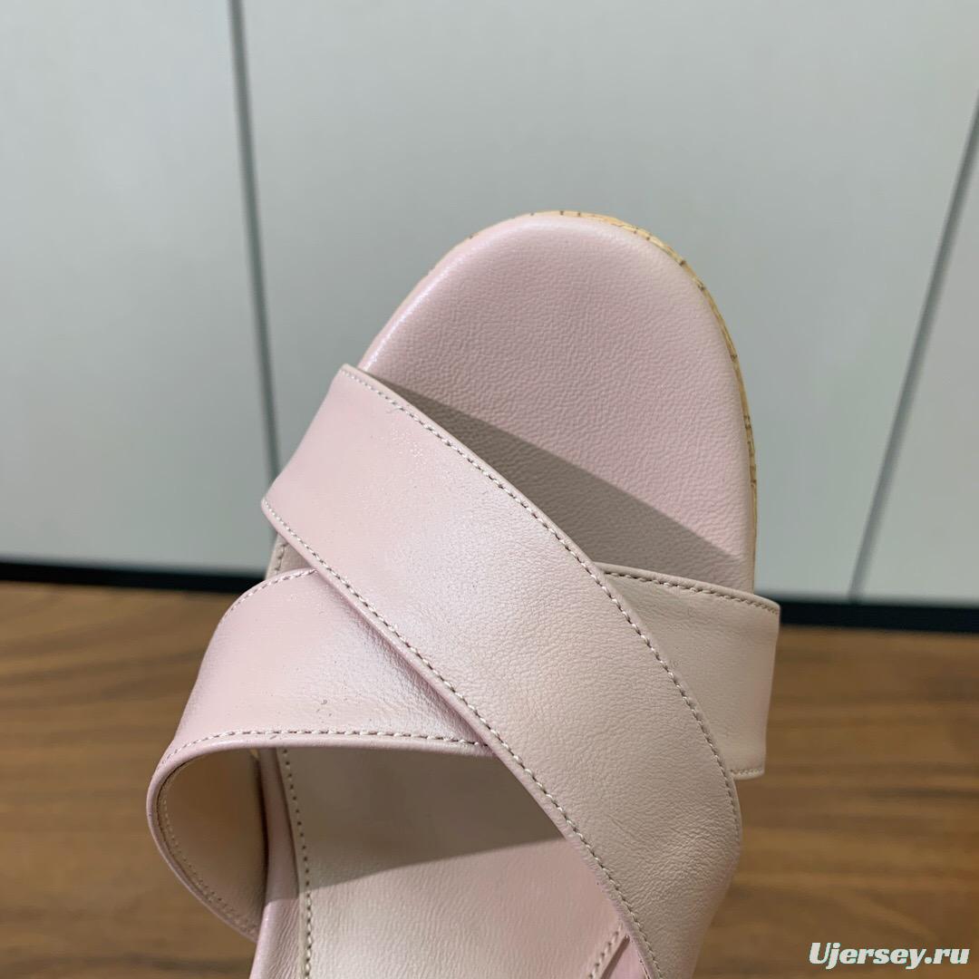 2025 Women Gianvito Rossi Light Pink Leather Platform Sandals