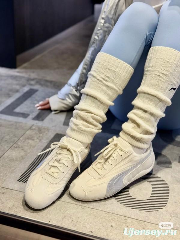 2025 Unisex Puma Milk White Grey Suede Mesh Sneakers SPEEDCAT KFY00260