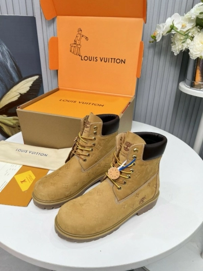 2024 Unisex Louis Vuitton Brown Nubuck Leather Ankle Boots Monogram MJ00450