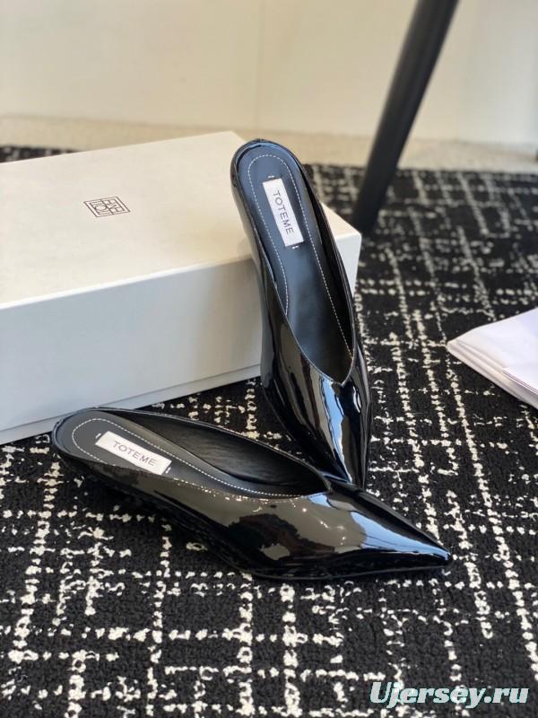 2025 Women Toteme Black Patent Leather Mule