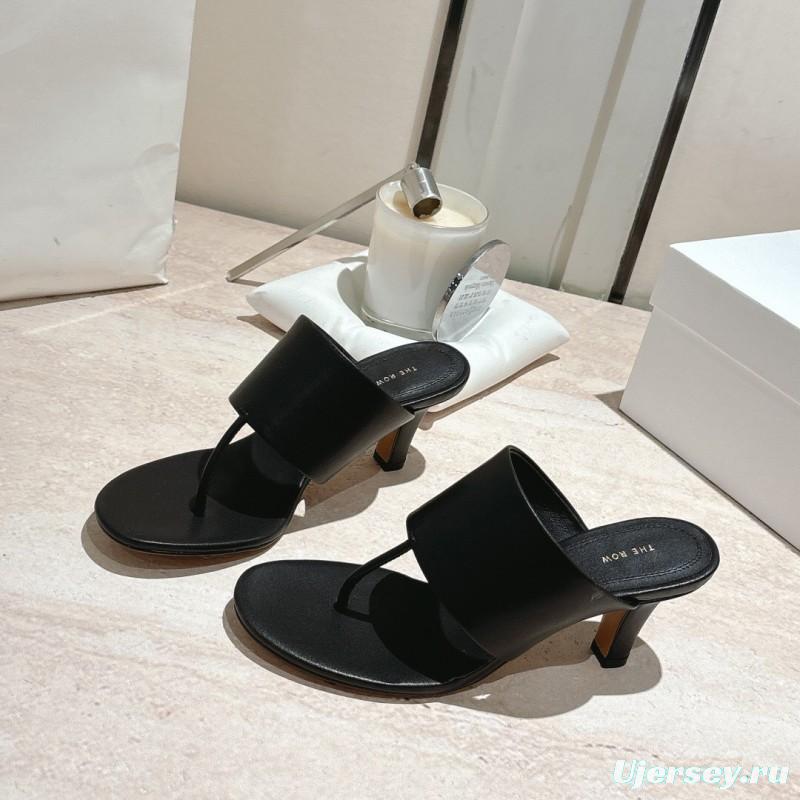 2025 Toteme Black Calf Leather Slippers KFY00280