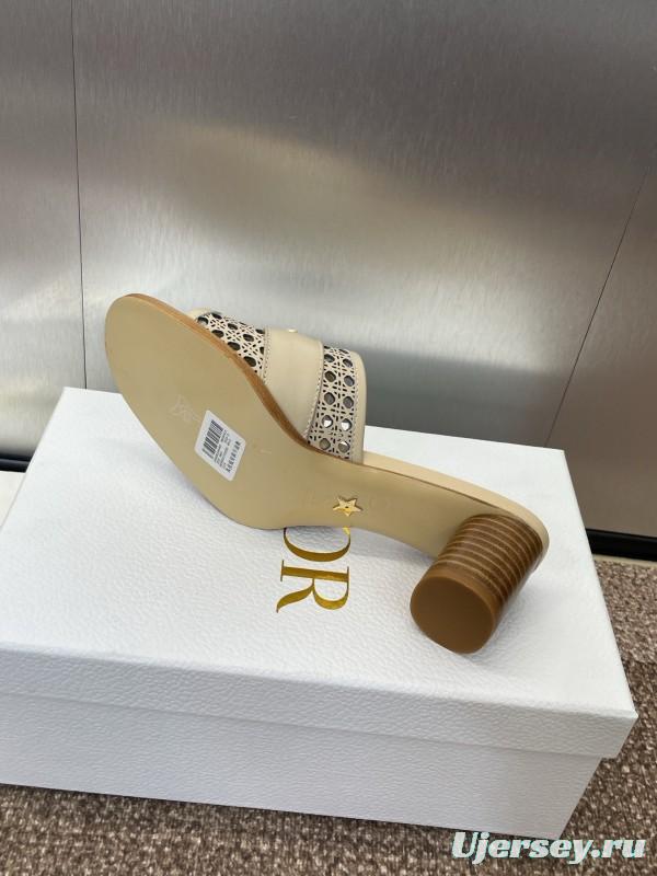 2025 Women Dior Beige Leather Sandals