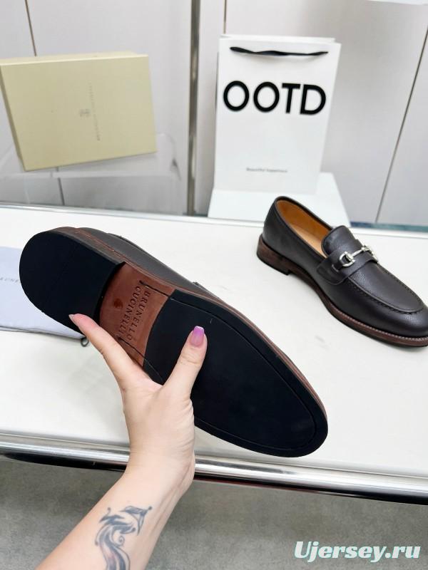 2024 Men Brunello Cucinelli Black Leather Loafers