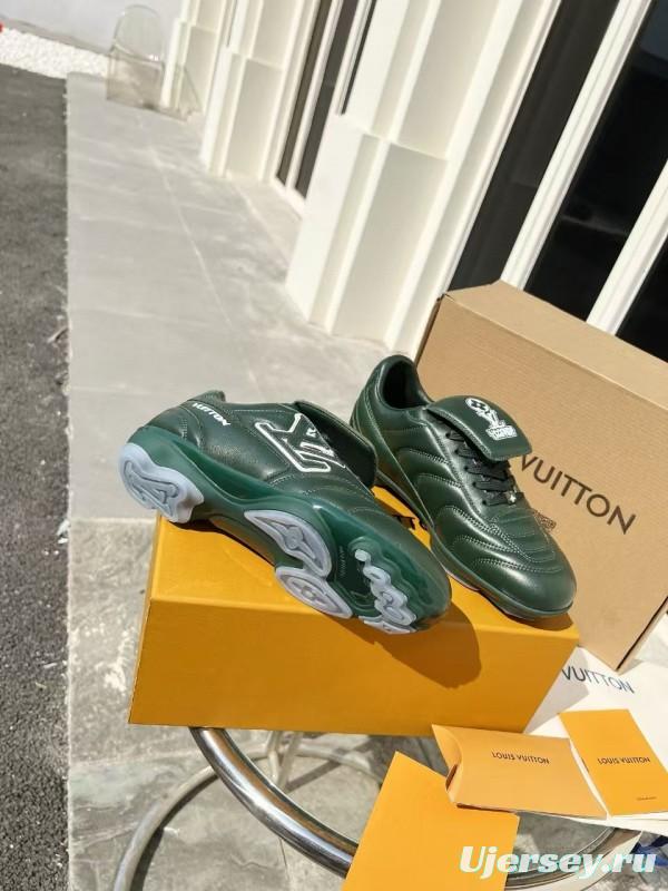 2025 Unisex Louis Vuitton Green Leather Sneakers MJ00380