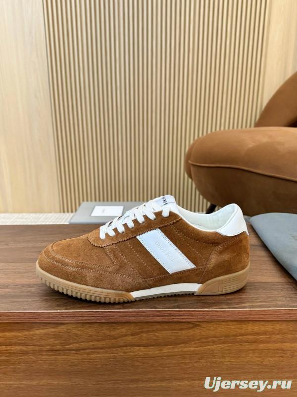 2025 Men TOM FORD Brown White Suede Leather Casual Shoes LY00360