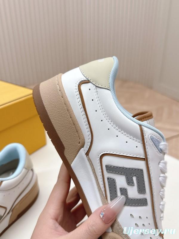 2025 Women Fendi White Beige Suede Leather Sneakers LY00350(F)